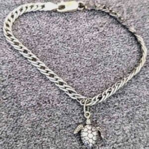 Silver Chain Necklace with Turtle Pendant